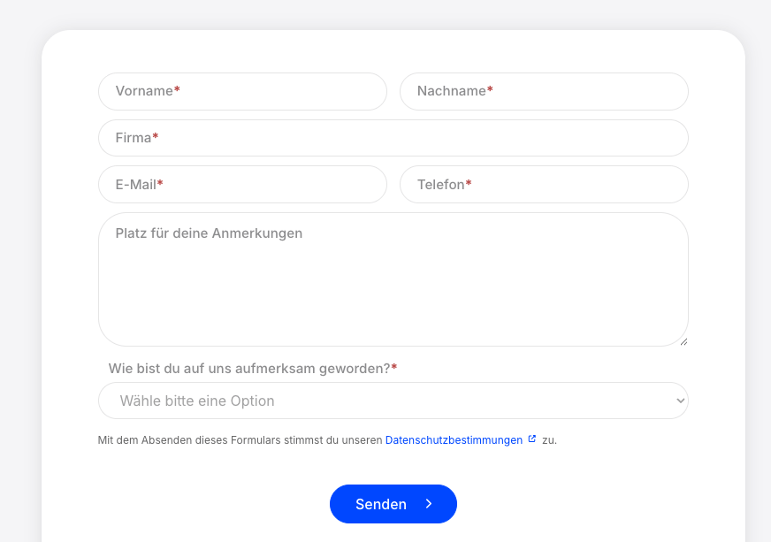 Beispiel für WordPress Formulare