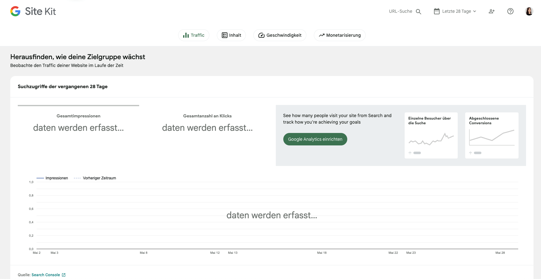 Google Site Kit Dashboard