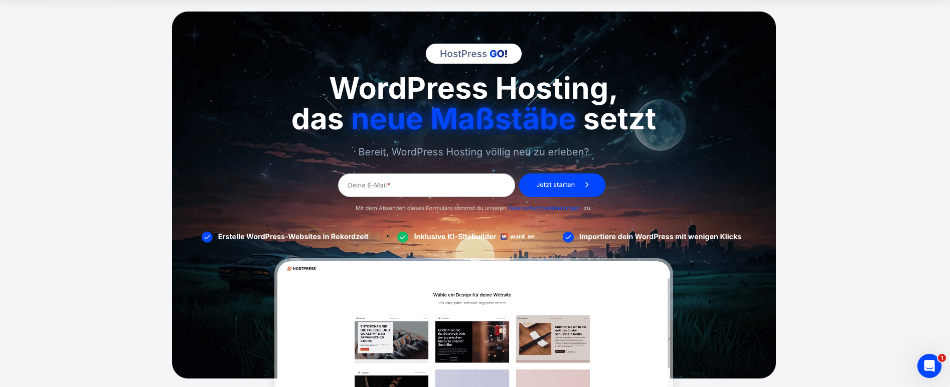 HostPress GO – KI Webseitenbuilder