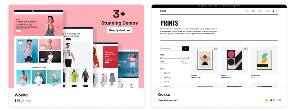 Zwei Beispiele für passende WooCommerce Themes