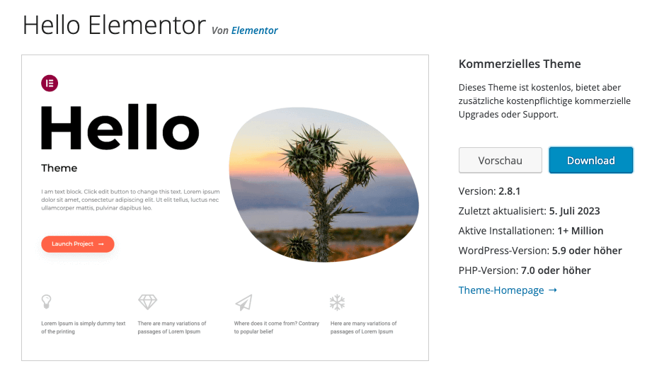 Das WordPress Theme Hello Elementor ist ebenfalls barrierefrei