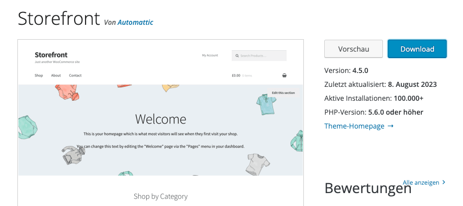 Barrierefreie Themes von WordPress, dazu gehört auch Storefront von Automattic.