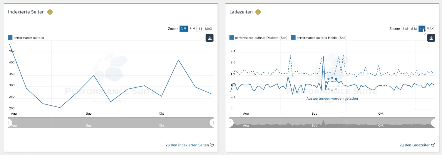 Ladezeiten deiner Webseite innerhalb der Performance Suite