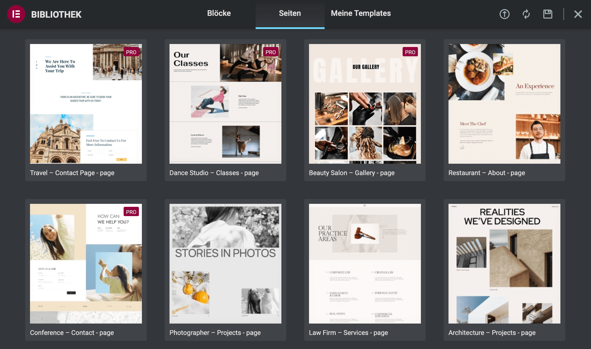 Elementor Themes und Templates finden