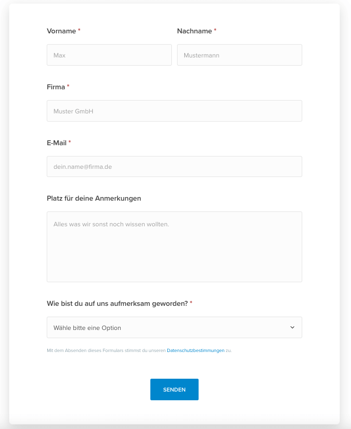 So könnte dein Kontaktformular mit Formidable aussehen.