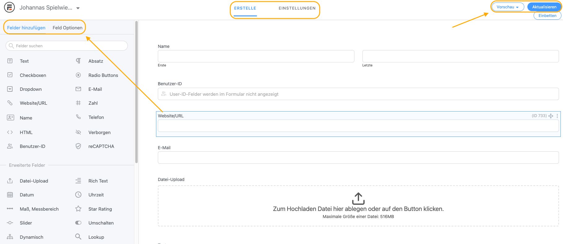 Formidable - hier kannst du dein Formular erstellen und individuell einrichten