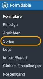 Formidable Style Menü - hier kannst du farbliche Veränderungen vornehmen.