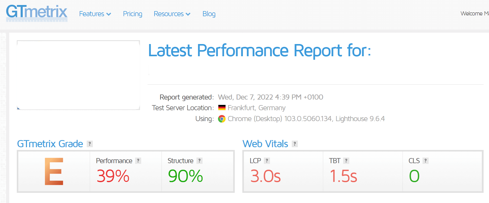 Gtmetrix Beispiel E Grade