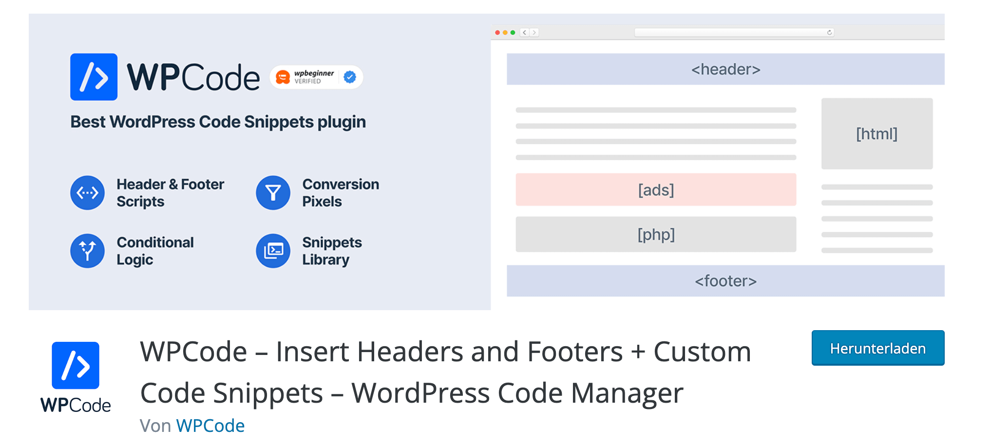 WPCode bei WordPress