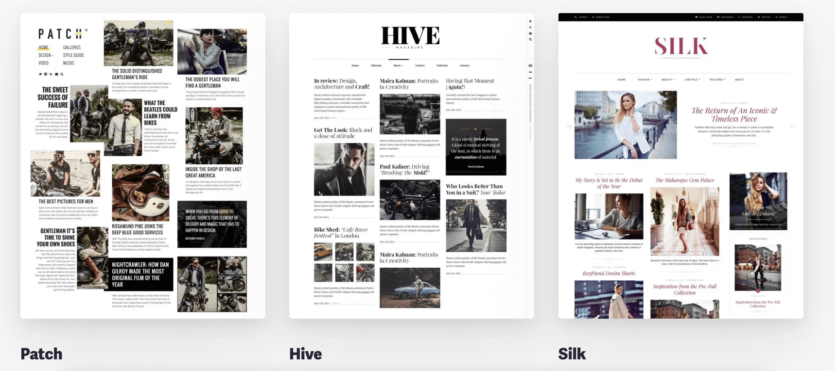 Unterschiedliche WordPress Themes der Firma Pixelgrade