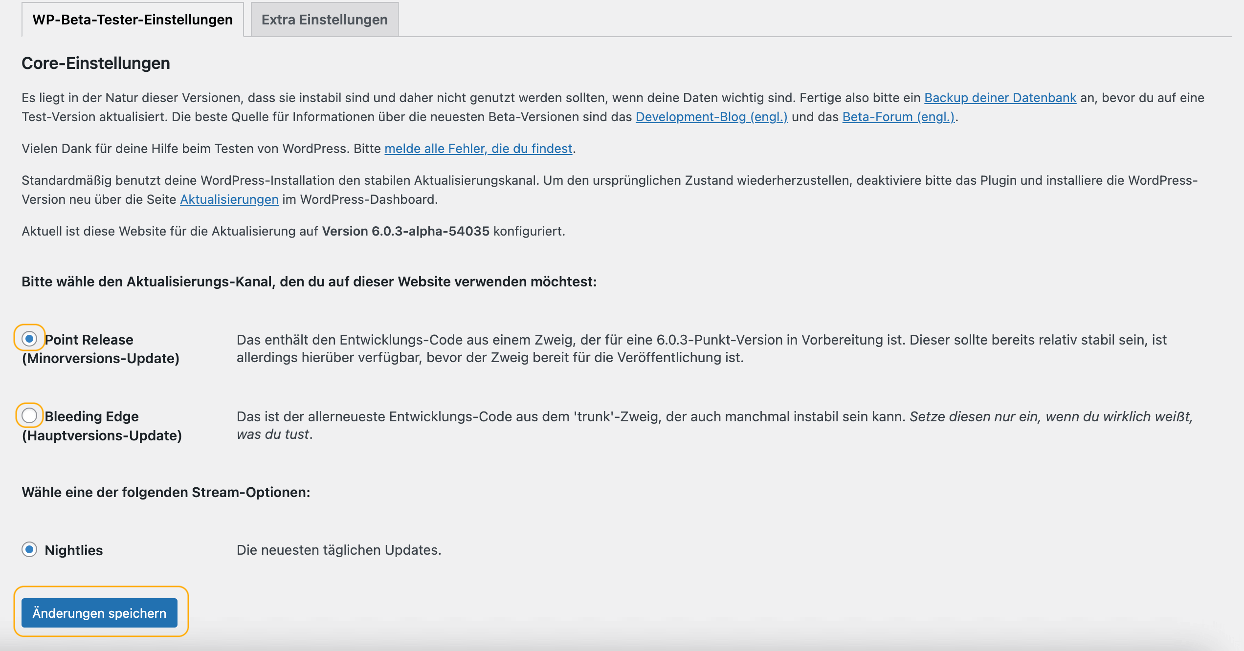 WordPress Beta installieren und anwenden