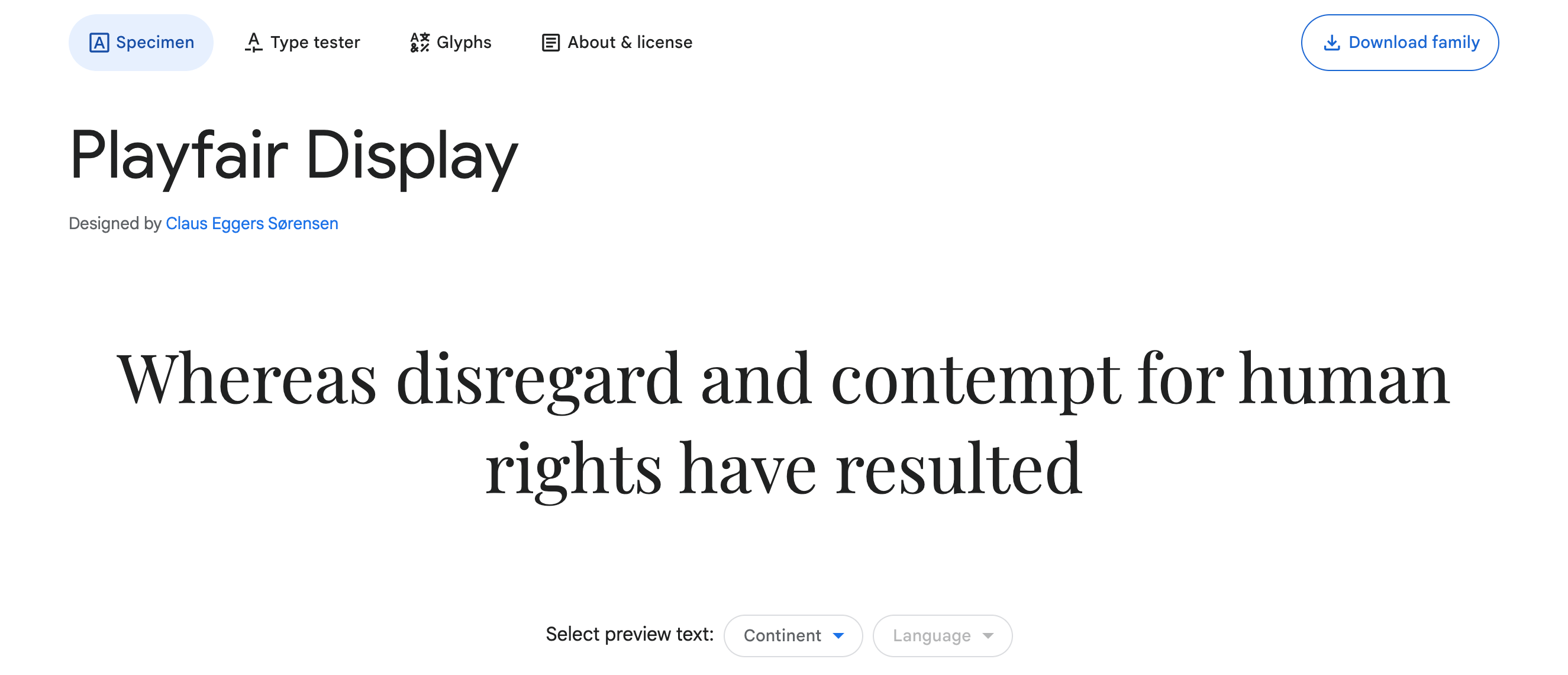 Google Fonts Schriftarten Beispiel mit Playfair Display