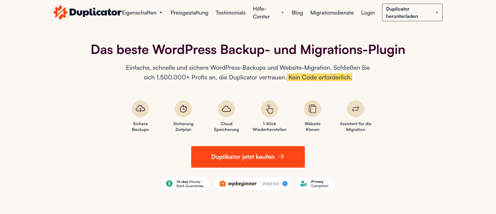 Duplicator für WordPress