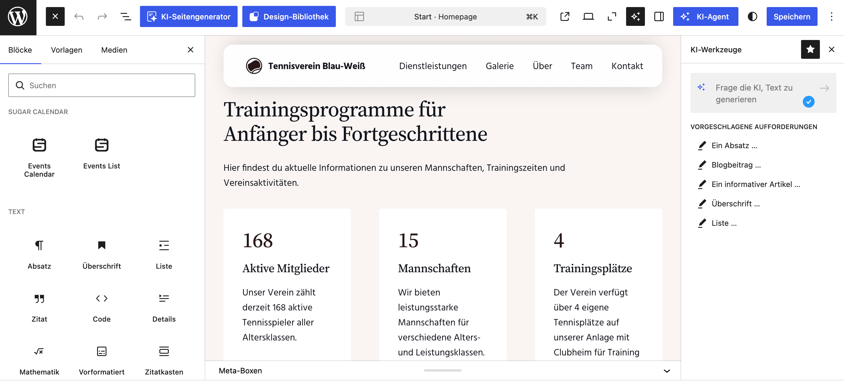 Gutenberg bei HostPress GO! als Sitebuilder
