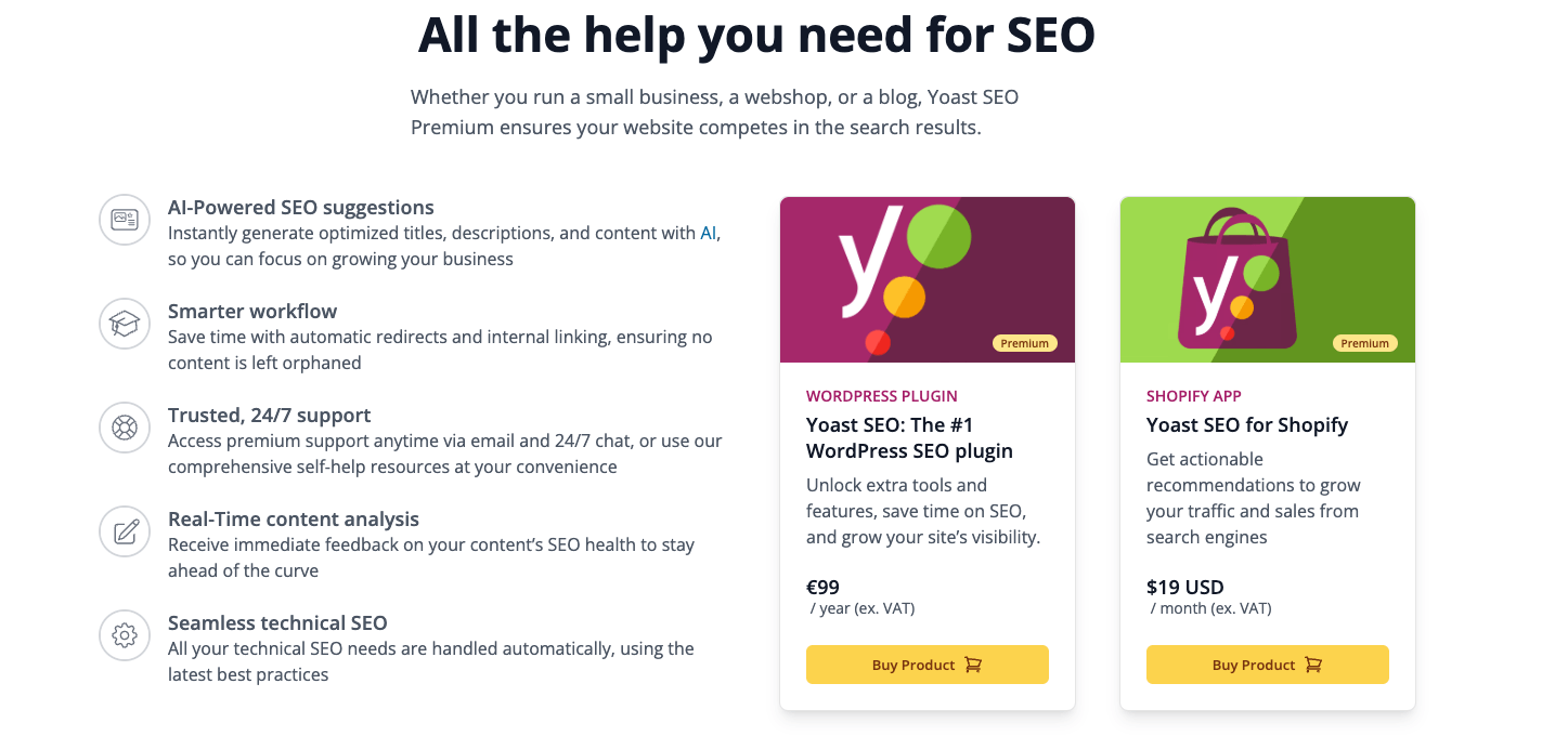 Kosten von Yoast SEO