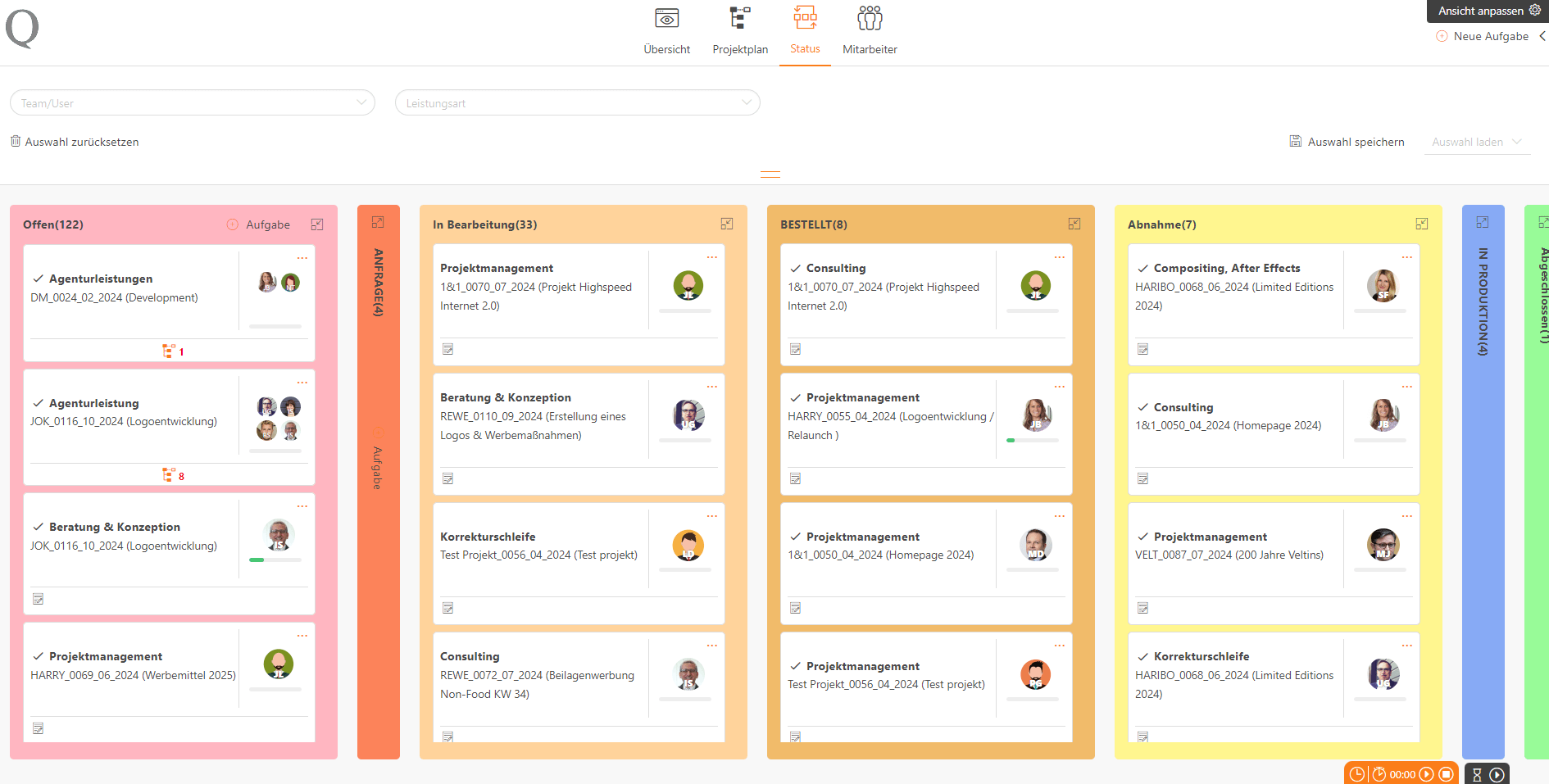 Verwaltung und Strukturierung von Aufgaben bei QuoJob.