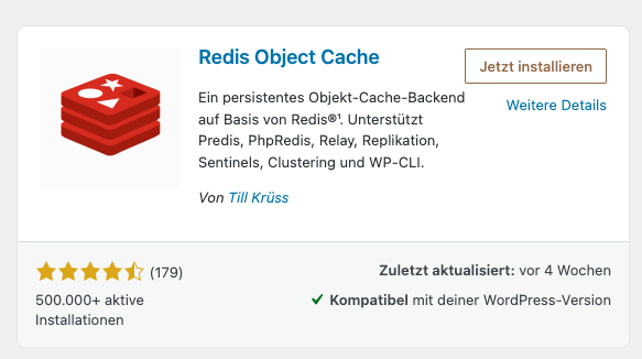 Redis Plugin bei WordPress