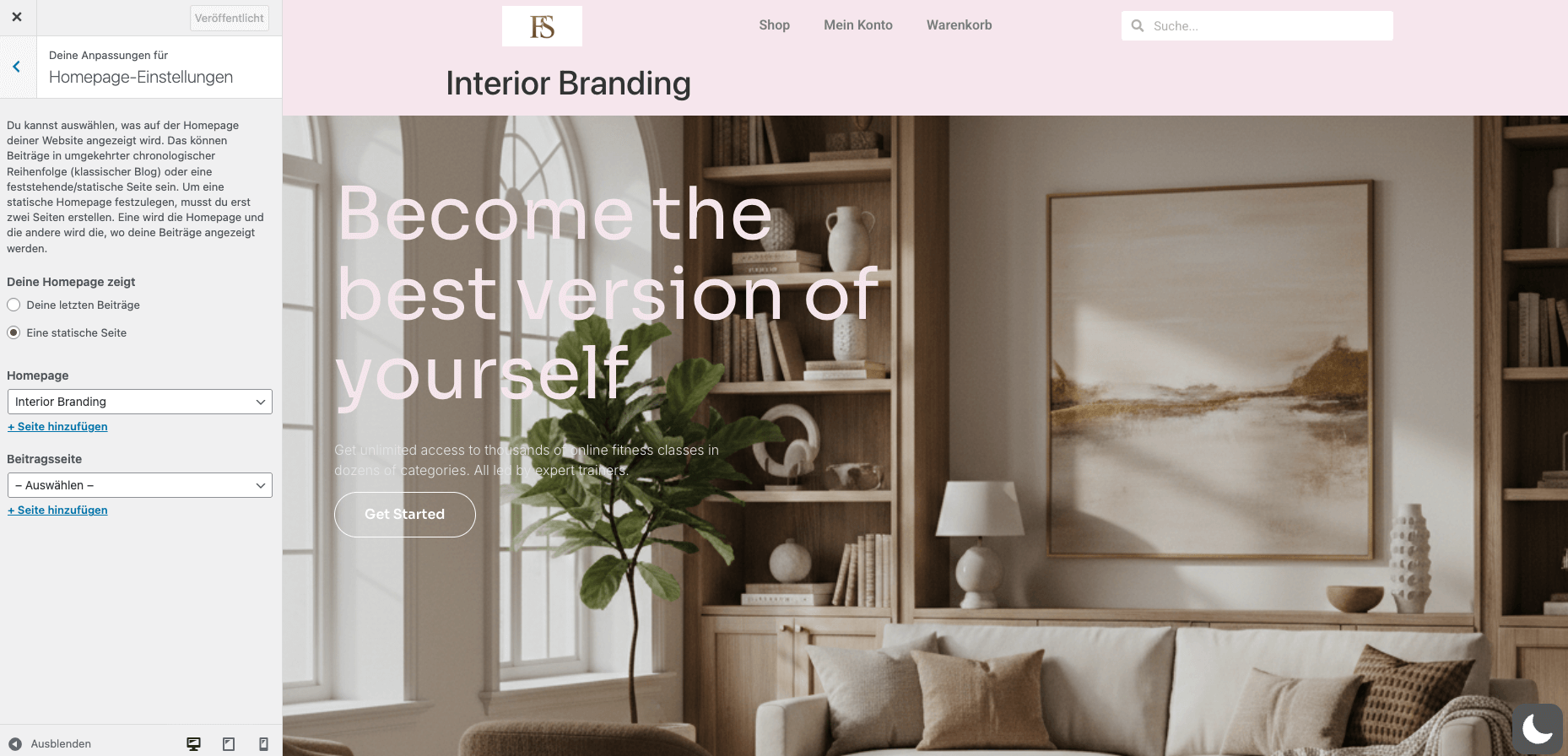 WordPress Startseite festlegen
