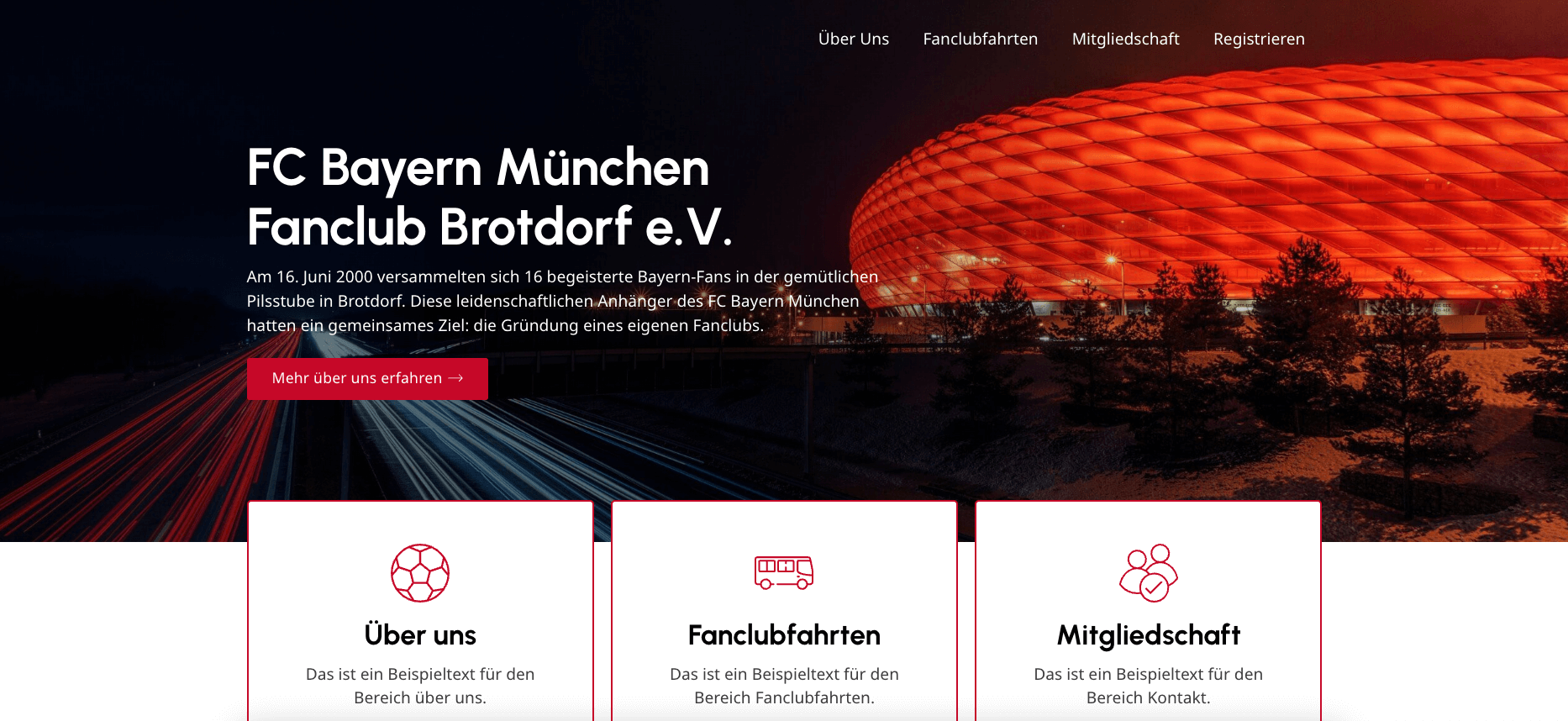 Ein Beispiel für eine WordPress Vereinswebseite