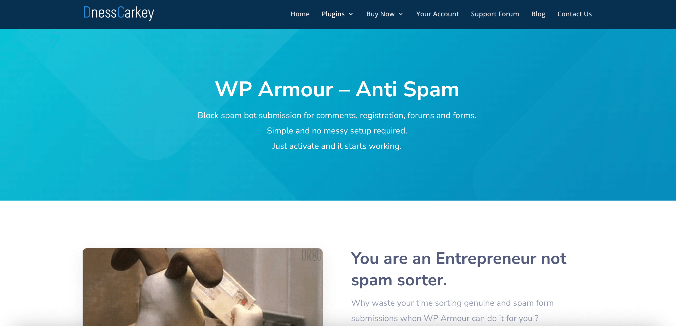 WP Armour – Blick auf die Webseite